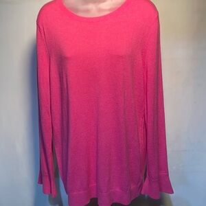Talbots Lambswool Blend Flutter Cuff Pink Sweater